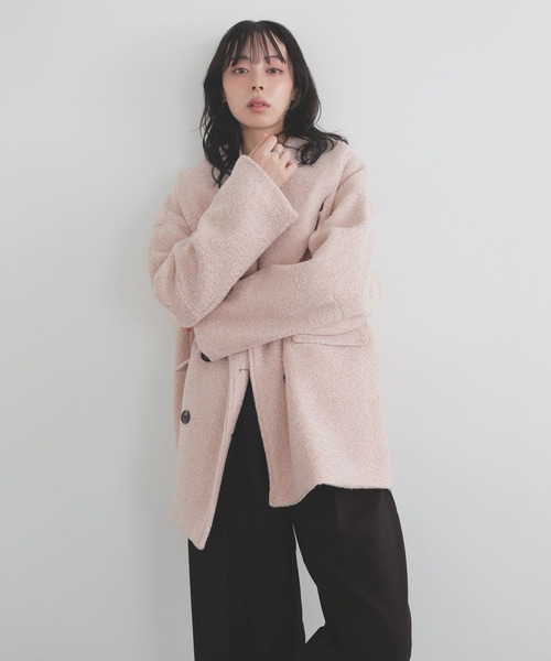 LIAN（リアン）の「ショールカラーカールシャギーコート（チェスターコート・レディース・ブラウン/アイボリー/チャコールグレー/ピンク・FREE）」の21枚目の写真