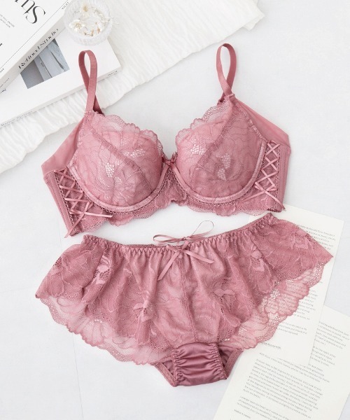 セール】《Bra Jelly》ピオニーレースアップブラ&ショーツ（ブラ