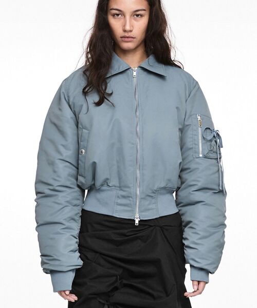 NACHE(ナチェ)の「【Geek Office / ギークオフィス】NACHE / ナチェ CROPPED BOMBER JACKET(MA-1・レディース・ブルー系その他/ボルドー/ブラック・SMALL)」の2枚目の写真