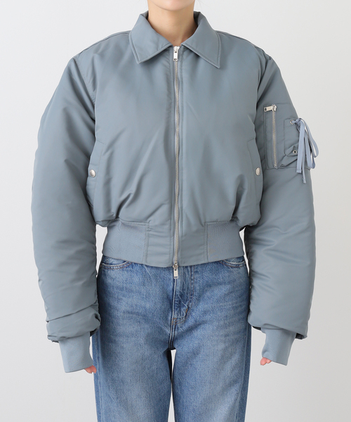 NACHE(ナチェ)の「【Geek Office / ギークオフィス】NACHE / ナチェ CROPPED BOMBER JACKET(MA-1・レディース・ブルー系その他/ボルドー/ブラック・SMALL)」の20枚目の写真