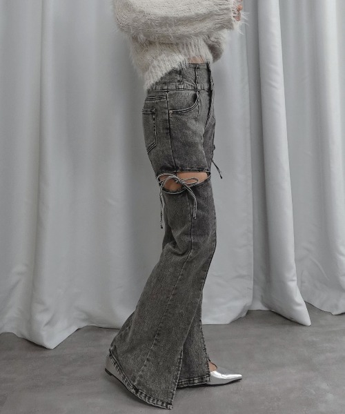 Lots of Love(ロッツオブラブ)の「ハイウエストカットアウトリボンデニムパンツ(デニムパンツ・レディース・ブルー/ブラック/ライトブルー/ダークブラック・M/L)」の22枚目の写真