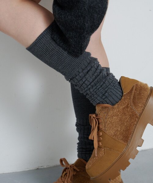 Kastane（カスタネ）の「リブハイソックス（ソックス/靴下・レディース・グレー/ブラウン・FREE）」の2枚目の写真
