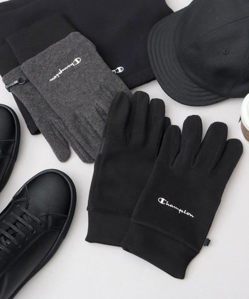 Champion（チャンピオン）の「5本指 ストレッチ マイクロフリース グローブ 手袋（手袋・メンズ・ブラック/チャコール・FREE）」の13枚目の写真