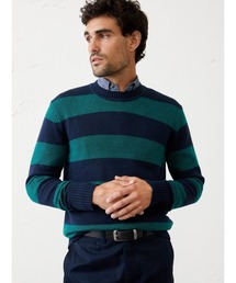 メンズのニット/セーター（ブルー・ネイビー/青色系・ストライプ柄