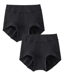 nissen（ニッセン）の「ｎ,ＫＵＲＯ　綿混ストレッチ　お腹・脚口らくちん深ばき丈サニタリーショーツ選べる昼・夜用2枚組（羽付ナプキン対応）（ショーツ）」
