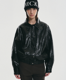 VINTAGE OVER FIT LEATHER JUMPER_BLACK