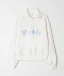 STAR BUTTON PETIT APPLIQUE HALF ZIP UP SWEATSHIRTS WHITE