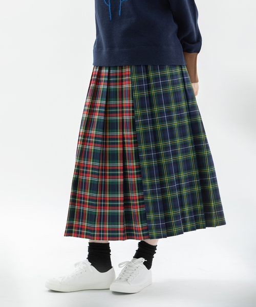 nop de nod(ノップドゥノッド)の「miscタータンプリーツスカート(スカート・レディース・ダークグリーン/レッド/ボルドー・M)」の3枚目の写真
