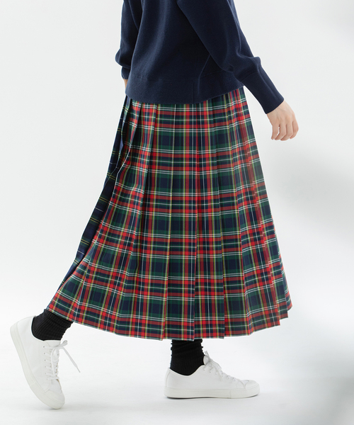 nop de nod(ノップドゥノッド)の「miscタータンプリーツスカート(スカート・レディース・ダークグリーン/レッド/ボルドー・M)」の5枚目の写真