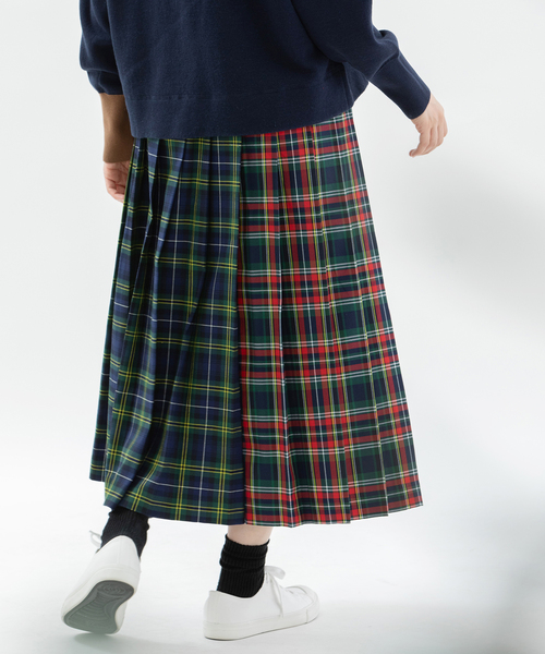 nop de nod(ノップドゥノッド)の「miscタータンプリーツスカート(スカート・レディース・ダークグリーン/レッド/ボルドー・M)」の6枚目の写真