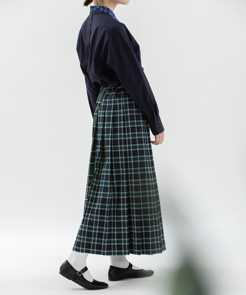 nop de nod(ノップドゥノッド)の「miscタータンプリーツスカート(スカート・レディース・ダークグリーン/レッド/ボルドー・M)」の8枚目の写真