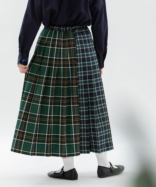 nop de nod(ノップドゥノッド)の「miscタータンプリーツスカート(スカート・レディース・ダークグリーン/レッド/ボルドー・M)」の12枚目の写真