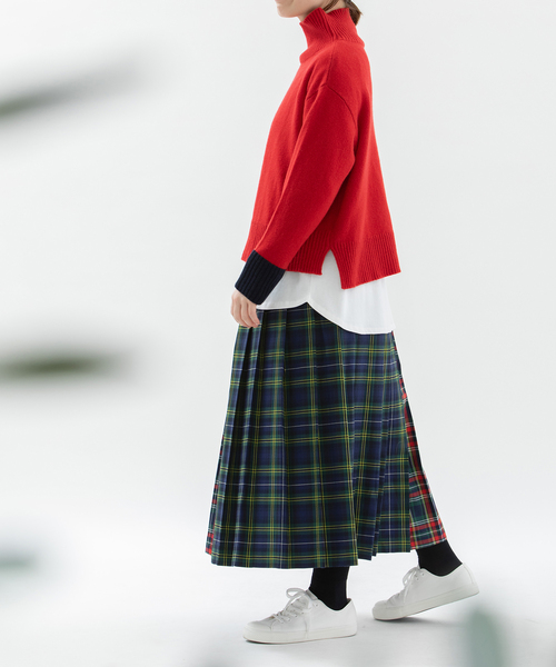 nop de nod(ノップドゥノッド)の「miscタータンプリーツスカート(スカート・レディース・ダークグリーン/レッド/ボルドー・M)」の16枚目の写真