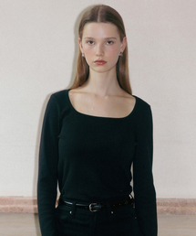 TTUDEMENT（トュードメント）の「SQUARE LONG SLEEVE TOP BLACK（Tシャツ/カットソー・レディース）」