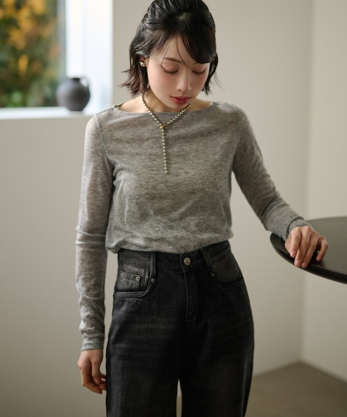 LAULEN(ローレン)の「sheer back out killing tops /シアーバックアウトキリング長袖トップス(Tシャツ/カットソー・レディース・ピンク/ブルー/グレー/ブラック・FREE)」の3枚目の写真