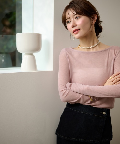 LAULEN(ローレン)の「sheer back out killing tops /シアーバックアウトキリング長袖トップス(Tシャツ/カットソー・レディース・ピンク/ブルー/グレー/ブラック・FREE)」の4枚目の写真