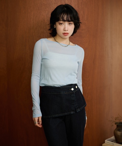 LAULEN(ローレン)の「sheer back out killing tops /シアーバックアウトキリング長袖トップス(Tシャツ/カットソー・レディース・ピンク/ブルー/グレー/ブラック・FREE)」の22枚目の写真