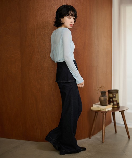 LAULEN(ローレン)の「sheer back out killing tops /シアーバックアウトキリング長袖トップス(Tシャツ/カットソー・レディース・ピンク/ブルー/グレー/ブラック・FREE)」の17枚目の写真