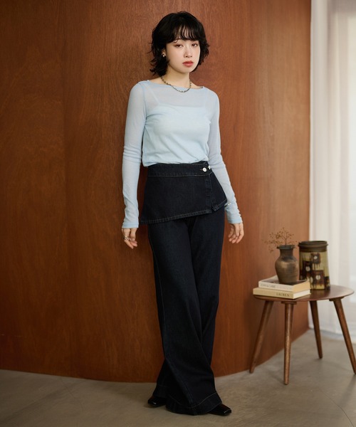 LAULEN(ローレン)の「sheer back out killing tops /シアーバックアウトキリング長袖トップス(Tシャツ/カットソー・レディース・ピンク/ブルー/グレー/ブラック・FREE)」の20枚目の写真