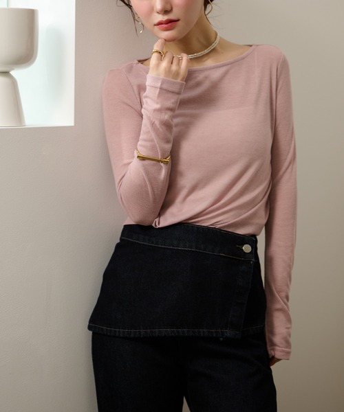 LAULEN(ローレン)の「sheer back out killing tops /シアーバックアウトキリング長袖トップス(Tシャツ/カットソー・レディース・ピンク/ブルー/グレー/ブラック・FREE)」の13枚目の写真