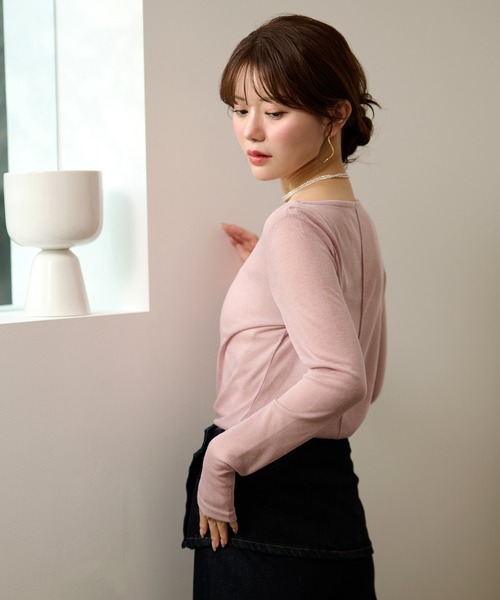 LAULEN(ローレン)の「sheer back out killing tops /シアーバックアウトキリング長袖トップス(Tシャツ/カットソー・レディース・ピンク/ブルー/グレー/ブラック・FREE)」の14枚目の写真