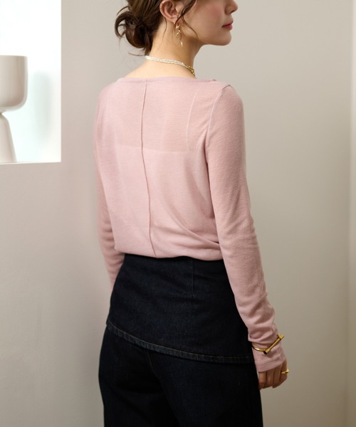 LAULEN(ローレン)の「sheer back out killing tops /シアーバックアウトキリング長袖トップス(Tシャツ/カットソー・レディース・ピンク/ブルー/グレー/ブラック・FREE)」の15枚目の写真