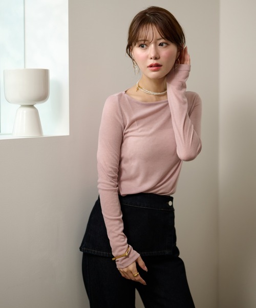 LAULEN(ローレン)の「sheer back out killing tops /シアーバックアウトキリング長袖トップス(Tシャツ/カットソー・レディース・ピンク/ブルー/グレー/ブラック・FREE)」の16枚目の写真