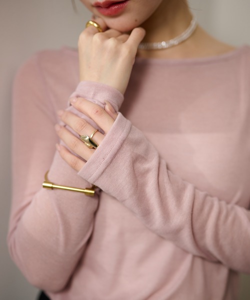 LAULEN(ローレン)の「sheer back out killing tops /シアーバックアウトキリング長袖トップス(Tシャツ/カットソー・レディース・ピンク/ブルー/グレー/ブラック・FREE)」の8枚目の写真