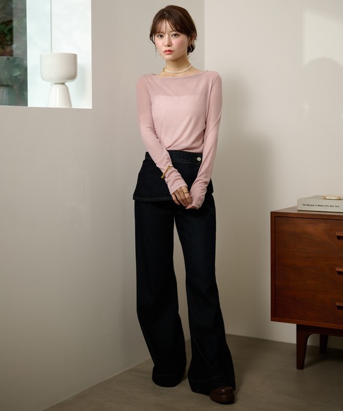 LAULEN(ローレン)の「sheer back out killing tops /シアーバックアウトキリング長袖トップス(Tシャツ/カットソー・レディース・ピンク/ブルー/グレー/ブラック・FREE)」の9枚目の写真