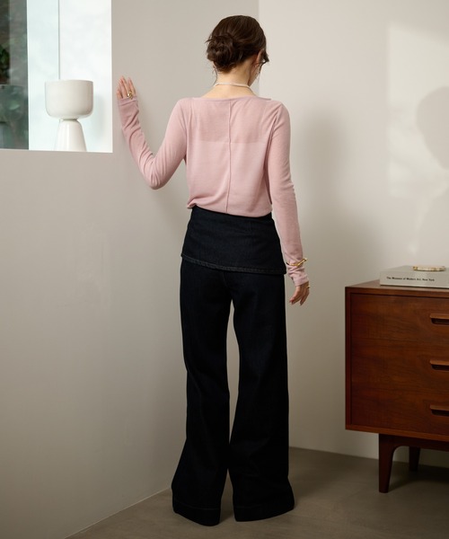 LAULEN(ローレン)の「sheer back out killing tops /シアーバックアウトキリング長袖トップス(Tシャツ/カットソー・レディース・ピンク/ブルー/グレー/ブラック・FREE)」の5枚目の写真