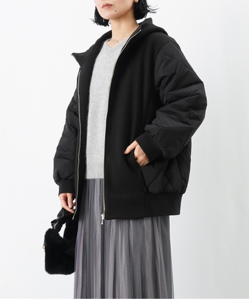 LUCA/LADY LUCK LUCA（ルカ/レディラックルカ）の「LC/LLL フェイクウールダイヤキルトフードリブブルゾン（ブルゾン・レディース・ブラック/ベージュ・FREE）」の2枚目の写真