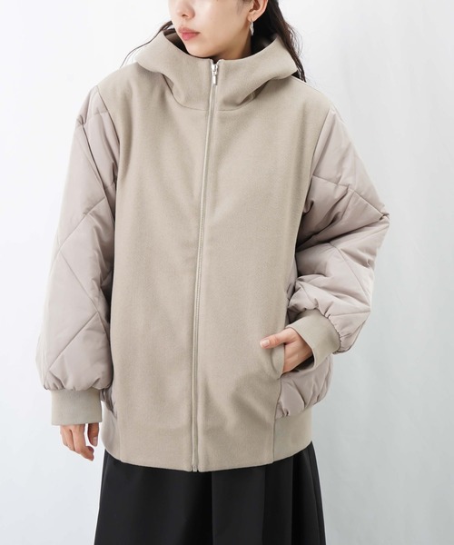 LUCA/LADY LUCK LUCA（ルカ/レディラックルカ）の「LC/LLL フェイクウールダイヤキルトフードリブブルゾン（ブルゾン・レディース・ブラック/ベージュ・FREE）」の12枚目の写真