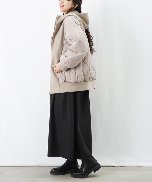 LUCA/LADY LUCK LUCA（ルカ/レディラックルカ）の「LC/LLL フェイクウールダイヤキルトフードリブブルゾン（ブルゾン・レディース・ブラック/ベージュ・FREE）」の11枚目の写真