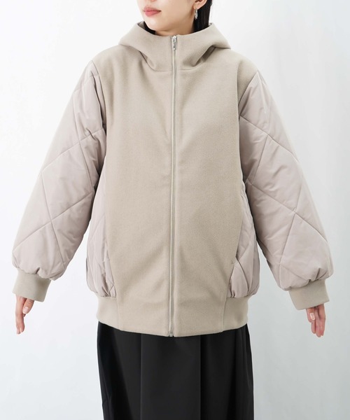 LUCA/LADY LUCK LUCA（ルカ/レディラックルカ）の「LC/LLL フェイクウールダイヤキルトフードリブブルゾン（ブルゾン・レディース・ブラック/ベージュ・FREE）」の14枚目の写真