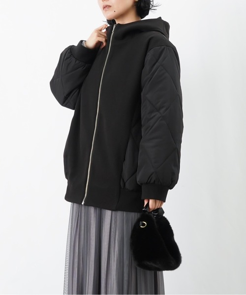 LUCA/LADY LUCK LUCA（ルカ/レディラックルカ）の「LC/LLL フェイクウールダイヤキルトフードリブブルゾン（ブルゾン・レディース・ブラック/ベージュ・FREE）」の4枚目の写真