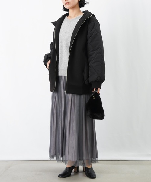 LUCA/LADY LUCK LUCA（ルカ/レディラックルカ）の「LC/LLL フェイクウールダイヤキルトフードリブブルゾン（ブルゾン・レディース・ブラック/ベージュ・FREE）」の3枚目の写真