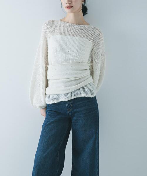 URBAN RESEARCH(アーバンリサーチ)の「スパンコールモヘヤチューブトップ(チューブトップ・レディース・ネイビー/オフホワイト・FREE)」の7枚目の写真