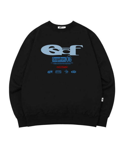 ESCAPEFROM(エスケープフロム)の「ESCFロゴコラージュプリントスウェットブラック(スウェット・レディース・その他・MEDIUM/LARGE)」の2枚目の写真