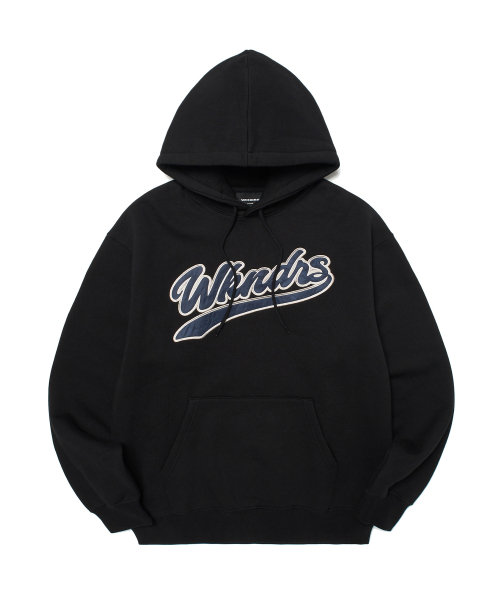 WKNDRS(ウィーキャンドース)の「BASEBALL APPLIQUE HOODIE (BLACK)(パーカー・レディース・その他・MEDIUM/LARGE/X-LARGE)」の1枚目の写真
