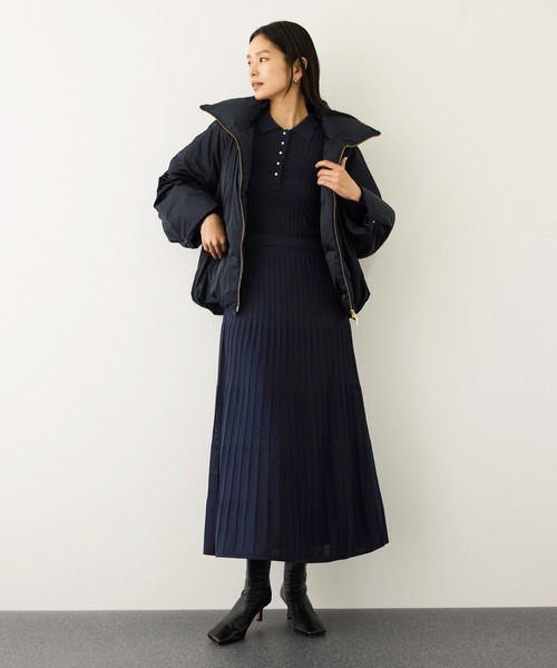 ROPE'（ロペ）の「パールボタンポロニットワンピース/イージーケア（ドレス・レディース・ブラウン系その他/ネイビー・FREE）」の5枚目の写真