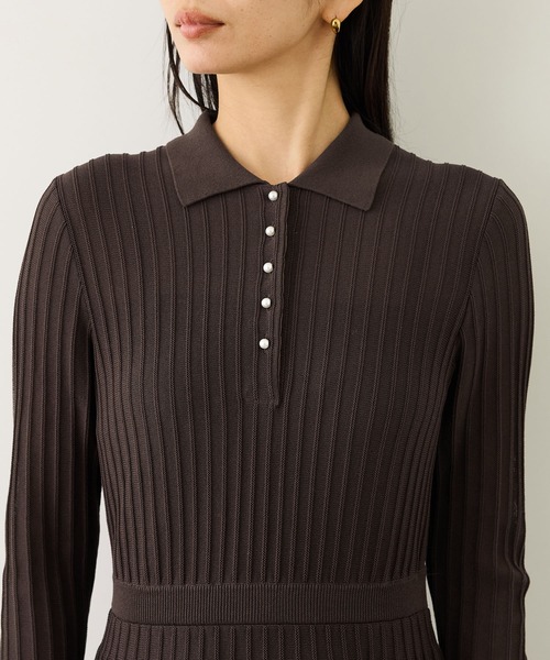 ROPE'（ロペ）の「パールボタンポロニットワンピース/イージーケア（ドレス・レディース・ブラウン系その他/ネイビー・FREE）」の17枚目の写真