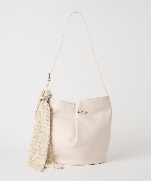 セール】ツイードスカーフ付きレザー2WAYショルダーバッグ（ショルダー