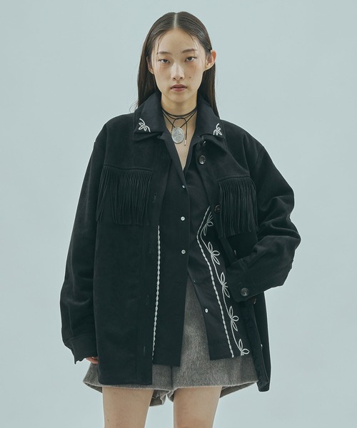 ROSE BUD(ローズバッド)の「(mag.by c)FAKE SUEDE FRINGE JAKET(その他アウター・レディース・ブラウン/ブラック・ONE SIZE)」の4枚目の写真