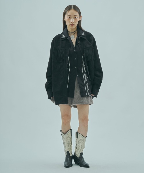 ROSE BUD(ローズバッド)の「(mag.by c)FAKE SUEDE FRINGE JAKET(その他アウター・レディース・ブラウン/ブラック・ONE SIZE)」の6枚目の写真
