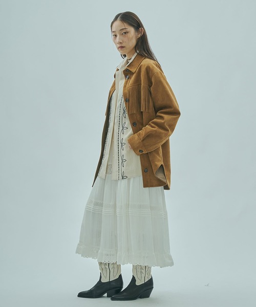 ROSE BUD(ローズバッド)の「(mag.by c)FAKE SUEDE FRINGE JAKET(その他アウター・レディース・ブラウン/ブラック・ONE SIZE)」の11枚目の写真