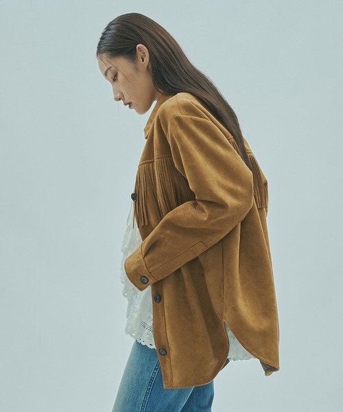 セール】(mag.by c)FAKE SUEDE FRINGE JAKET（その他アウター）｜ROSE