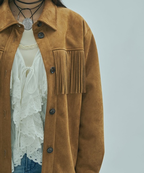 ROSE BUD(ローズバッド)の「(mag.by c)FAKE SUEDE FRINGE JAKET(その他アウター・レディース・ブラウン/ブラック・ONE SIZE)」の19枚目の写真