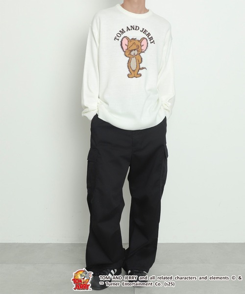 Tom＆Jerry（トムアンドジェリー）の「WEGO/JERRY シャギージャガードニット（ニット/セーター・メンズ・オフホワイト/ネイビー・LARGE/MEDIUM）」の3枚目の写真