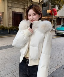 ダウンジャケット/コート（ホワイト/白色系・ショート丈）ファッション