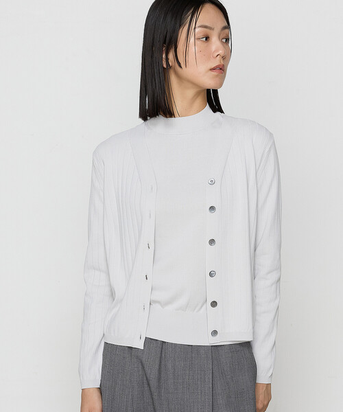 COMME CA(コムサ)の「〔 TALLサイズ 〕 コットンダルストレッチ カーディガン(カーディガン/ボレロ・レディース・グリーン/ブラック/グレー・15号)」の5枚目の写真